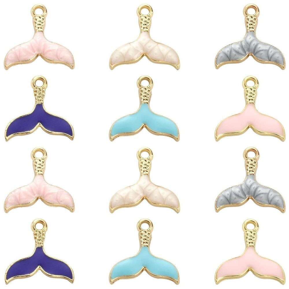 3821 30pcs 6 Colors Fish Tail Charms Ocean Animal Sea Life Mermaid Tail
